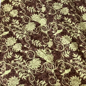 Richloom Fabric W/ Green Floral Bird Screen Print Design 45"  wide 2 1/2 yards - Picture 1 of 4