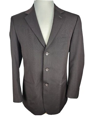 Abrigo deportivo Claiborne 40R marrón a rayas mezcla de poli rayón S28 para hombre Foto 1 de 4