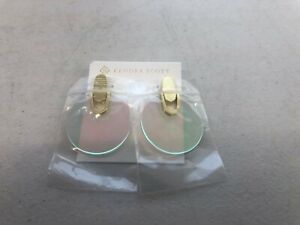 NEW Kendra Scott Didi Gold Statement Earrings In Dichroic Glass