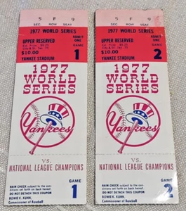 1977 WORLD SERIES GAMES 1 UND 2 FULL TICKETS NEW YORK YANKEES - Bild 1 von 5