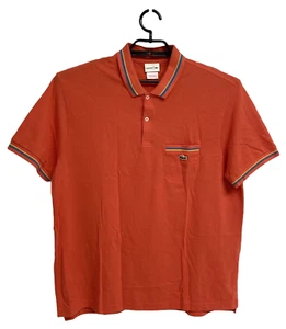 Lacoste Polo shirt men's orange short sleeve half button front size 9 (M/L) - Picture 1 of 10