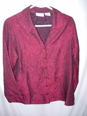 ЖЕНЩИН КРАСНЫЙ ЧЕРНЫЙ ПАРЧИ JACLYN SMITH НАД БЛУЗКА КОСТЮМ КУРТКА BLAZER РАЗМЕР L 44 - Изображение 1 из 4