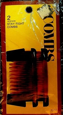 Goody NOS 2 Acetate Stay Tight Combs 1975 Unopened Foto 1 de 2