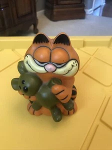VTG 1981 Garfield The Cat and Pooky 6" Coin Bank Kat's Meow Taiwan No Stopper - Picture 1 of 4