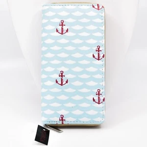 Cartera sin asas de vinilo estampada con diseño de ancla y onda náutica Bijorca - Imagen 1 de 3