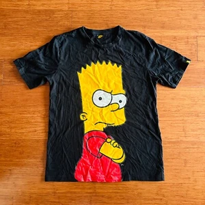 Angry Arms Folded Bart Simpson Printed The Simpsons Black Tee T-Shirt Mens XL - Picture 1 of 17