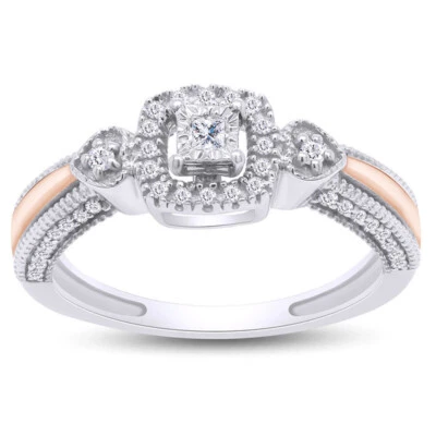1/5ct Natural Round Diamond Wedding Promise Ring Solid 925 Sterling Silver - Image 1 of 4