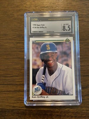 CSG 8.5 1990 Upper Deck Ken Griffey Jr Card #156 Error Simultaneously Misspelled - Image 1 of 2