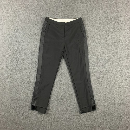 BURBERRY pantaloni donna UK 10 nero lana mohair gamba dritta uniforme elegante