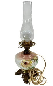 P & A Model 228 Gone With The Wind Lamp Electric Yellow Flowers Pink Vintage (O) - Picture 1 of 21