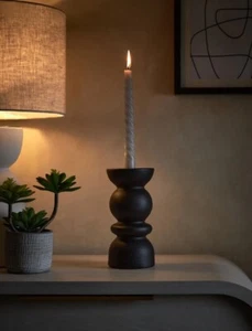 Next Black Ceramic Pillar and Taper Candle Holder Candelabra Lantern Home Decor - Picture 1 of 12