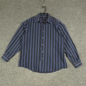 Camisa de vestir Van Heusen para hombre grande azul algodón preppy manga larga con botones - Imagen 1 de 8