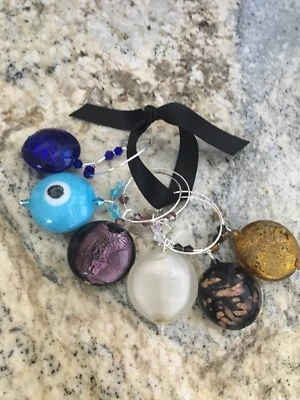 Juego de 6 anillos con dije de copa de vino de todos los días DISCO CÍRCULO REDONDO combinaré envío.  Foto 1 de 4