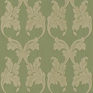 Profhome 956284-GU Textiloptik Tapete Barock matt grün 5,33 m2 - Bild 1 von 8
