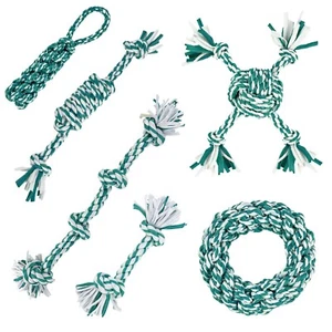 HugglePets Rope Dog Toy Eco-Friendly Teeth Cleaning Toys Ring Ball Bone Log Tug - Picture 1 of 33