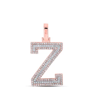 10K Two-tone Gold Womens Round Diamond Z Initial Letter Pendant 3/8 Cttw - Picture 1 of 2