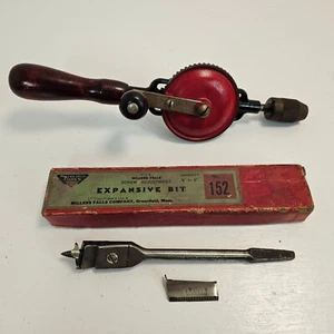 Vintage Millers Falls No.77A Hand Drill & Millers Falls Expansive Bit #152 W/Box - Picture 1 of 8