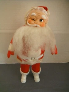 Vintage Gummi Gesicht zwinkernde Weihnachtsmann Puppe 1950er 13" groß Made in Japan - Bild 1 von 3