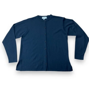 Rena Rowan Womens Cardigan Black Size Medium Classic Wool Blend Preppy - Picture 1 of 6