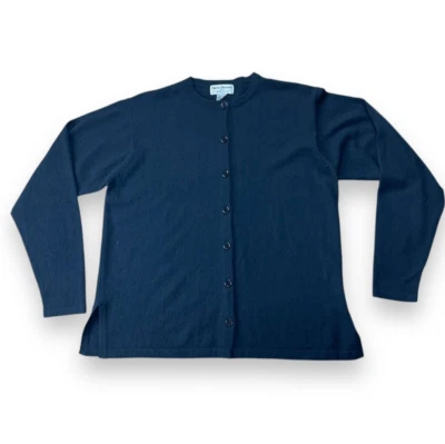 Cárdigan para mujer Rena Rowan negro talla mediana clásico mezcla de lana preppy Foto 1 de 4