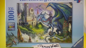 RAVENSBURGER Blue DRAGON RIDER 100 PZ PUZZLE CASTELLO XXL PUZZLE 2013 🔴 GERMANIA - Foto 1 di 9