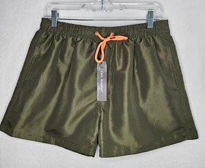 Bañador corto cintura elástica para hombre talla 34 verde naranja Lars Amadeus nuevo con etiquetas - Imagen 1 de 13