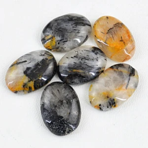 189.85 Cts / 6 Pcs Earth Mined Rutile Quartz Untreated Oval Shape Gemstone Lot - Picture 1 of 2