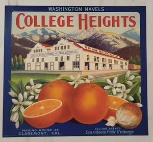 Label College Heights Oranges Citrus Claremont California - Picture 1 of 1
