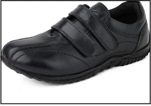 DIVCHI Jungen Mädchen Schulschuhe schwarz Leder Easy Touch Verschluss Schuhe für Kinder - Bild 1 von 5