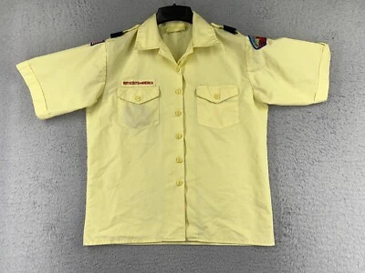 Boy Scouts of America Uniform Shirt Womens Medium Yellow Short Sleeve READ - Image 1 of 4