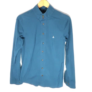 Vivienne Westwood Vintage Y2K Blue Long Sleeve Shirt Uk Men's Size S Slim - Picture 1 of 12