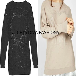 BON PRIX Diamante Estrás Corazón Jumper Tallas UK 8-26 - Imagen 1 de 3