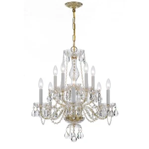 Crystorama Traditional 10 Lt Clear Crystal Brass Chandelier V - 5080-PB-CL-MWP - Picture 1 of 1