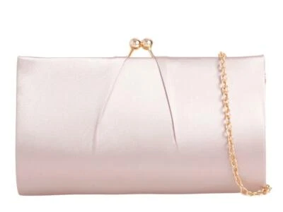 New Satin Clutch Bag Women Bridal Designer Ladies Evening Party Bobble Clasp UK - Image 1 of 4