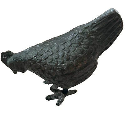 Antiguo pájaro pollo japonés de bronce principios del siglo XX finales del período Meiji Foto 1 de 4