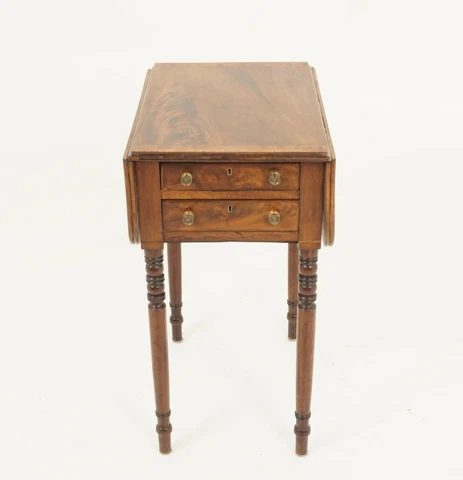 Antique Regency Inlaid Pembroke Drop Leaf Table, Scotland 1810, H288 Cover