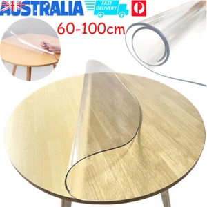 Round Clear PVC Tablecloth Table Cover Plastic Crystal Protector Dining Table - Picture 1 of 17