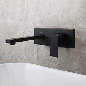 Grifo mezclador fregadero lavabo negro mate montaje en pared grifos de latón de una sola manija - Imagen 1 de 10