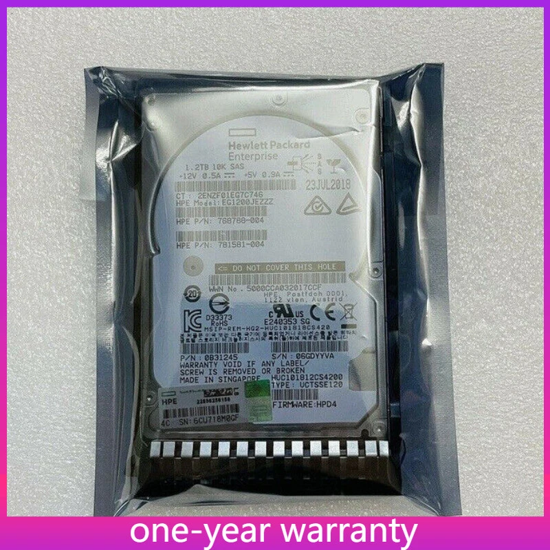 872479-B21 HPE 872737-001 1.2TB 10K 12Gb/s 2.5" SAS SC DS HDD G8 G9 HARD DRIVE - Image 1 of 4