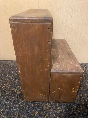 Taburete de madera primitivo vintage estable Foto 1 de 4