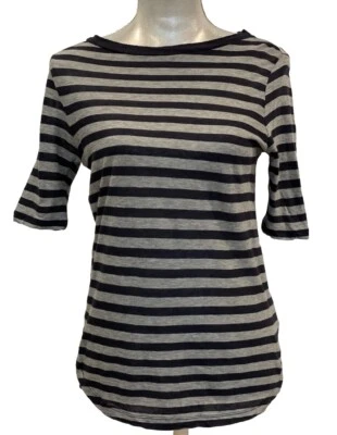 Camisa Majestic Filatures Paris Top Mujer Algodón Cachemira Gris Negro Rayas Talla 1 Foto 1 de 4