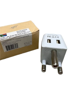Ceptics USA to South Africa Travel Adapter Plug - Type M - Dual USB (CTU-10L) - Image 1 of 4