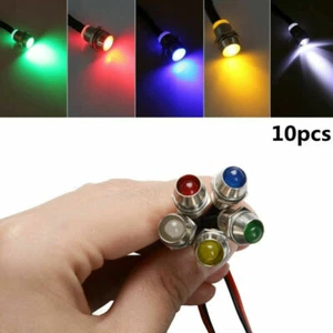 10X Colorful LED Indicator Lamp Waterproof 8mm 12V Signal Warning Light Car Boat - Picture 1 of 9