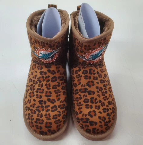 Miami Dolphins Official NFL Womens Love Cuce Leopard Print Bling Boot Size 9 NEW Cover