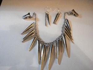Fashion ST Metal Spikes n Chains Sweater Dress Clip Guard n Earrings - Picture 1 of 4