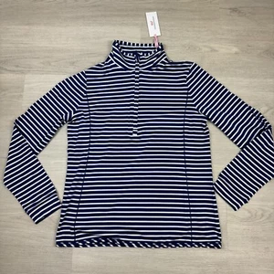 Vineyard Vines Sankaty Shep Shirt Quarter Zip Womens Small Striped Navy White - Picture 1 of 4