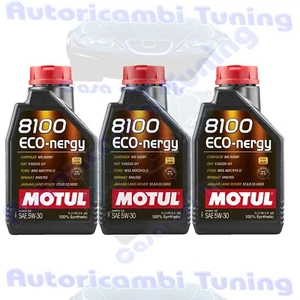 3 Litri Olio Motul 8100 ECO NERGY 5W30 A5/B5 Sintetico Ford Wss M2c 913 D Dpf - Foto 1 di 5