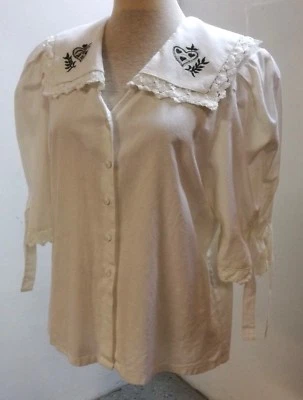 Trachtenbluse-Damen, ALPHORN Gr. 38, Musterteil, schöner Kragen mit Stickerei - Bild 1 von 2