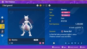 Mewtwo 6IV + Masterball Pokemon Scarlatto, Violetto Scarlet, Violet - Picture 1 of 2