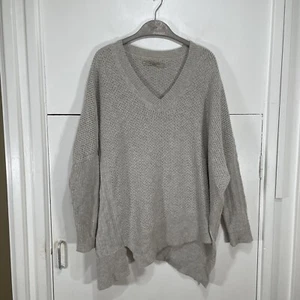 All Saints Riley Jumper Grey V Neck Relaxed Side Slits Poncho Asymmetric Size M - Picture 1 of 9